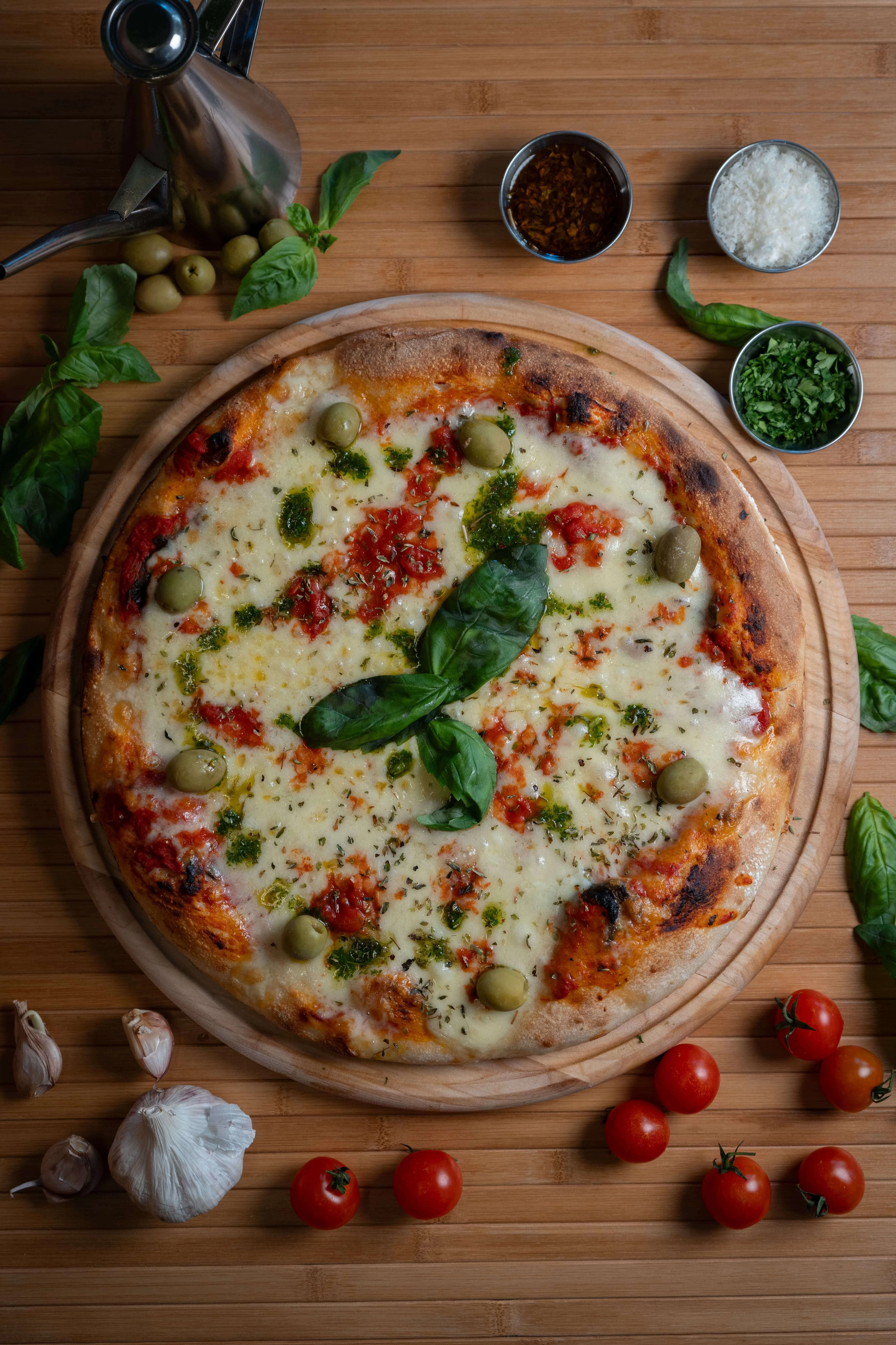 Focaccia con perejil fresco y aceite de oliva
